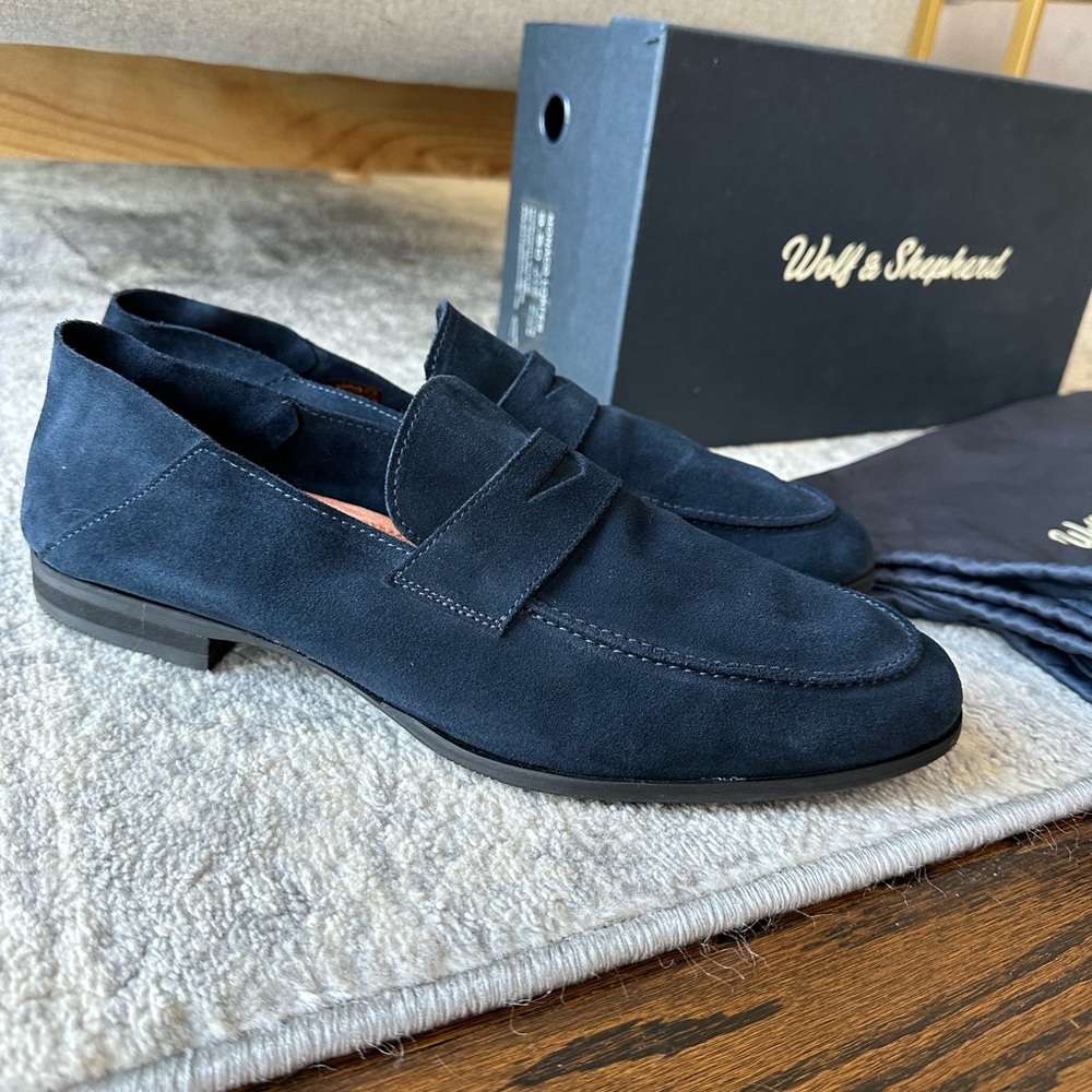 Wolf & Shepherd midnight suede Monaco Loafer 9.5